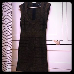 French Connection Shimmer Gold Dress